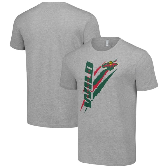 Men's Starter  Heather Gray Minnesota Wild Color Scratch T-Shirt