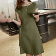 thumbnail image 5 of TNOBHG Women Backless Dress Women Summer Dress Round Neck Short Sleeve Pure Color V-shaped Back Zipper A-line Slim Fit Above Knee Length Commute Mini Dress, 5 of 8