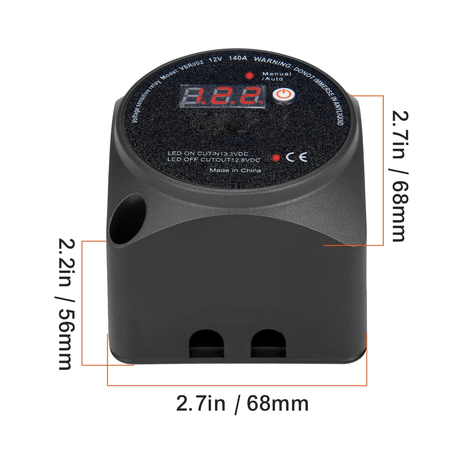 KFFKFF Twin Battery Separation Kit, 12V 140Amp, Manual and Automatic Functions VSR Voltage Responsive Relay with LCD Display, Intelligent Battery Separator for ATV UTV RV Camper Off-Terrain Vehicle
