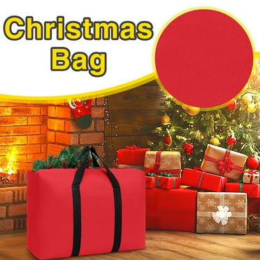 Christmas Tree Storage Bag, Wide Opening Extra Large Storage Container, Heavy Duty Extra Large Artificial Christmas Tree Bag with Reinforced Handles and Zippers (Red)