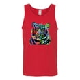 thumbnail image 2 of Cool Rainbow Neon Trippy Jungle Tiger Eyes Animal Lover Mens Graphic Tank Top, Red, Small, 2 of 3