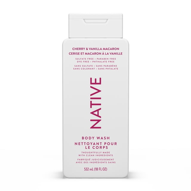 Native Natural Body Wash, Cherry Vanilla & Macaron, Sulfate Free, Paraben Free