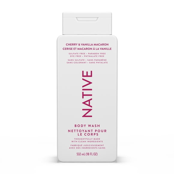 Native Natural Body Wash, Cherry Vanilla & Macaron, Sulfate Free, Paraben Free