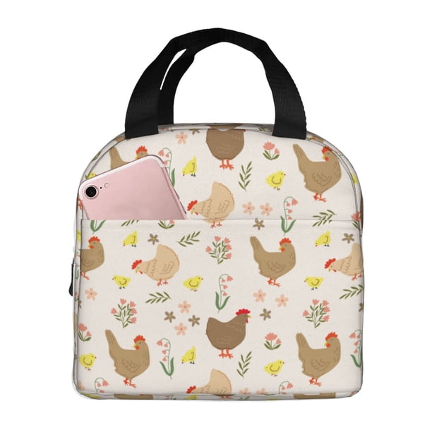 Easygdp Chicken Family Bolsa Térmica Premium - Tela Oxford Impermeable, Gran Capacidad, Bolsillo Frontal, Unisex para Trabajo, Escuela, Actividades al Aire Libre y Picnics