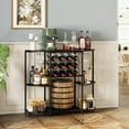 thumbnail image 6 of Wine Bar Cabinet with LED Lights, Mini Wine Bar Cart with Storage and Glass Holder, Home Bar Coffee Bar for Liquor, 3-Tier Bar Table for Kitchen, Dining Room, Living Room, Black, 6 of 18