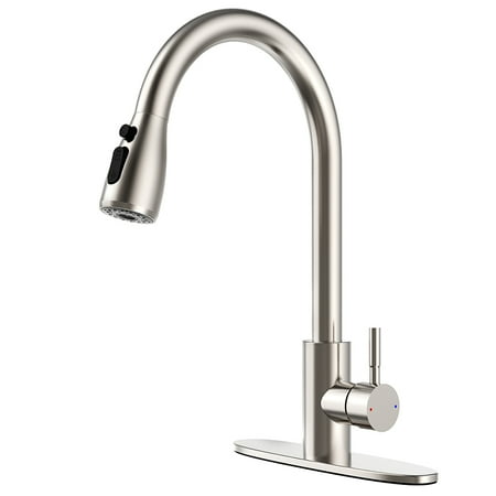 

Kitchen Sink Faucets with Pull Down Sprayer High Arc Single Handle with Water Lines
