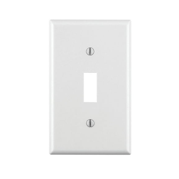 Leviton 88001-WMP 1-Gang Toggle Device Switch Wallplate, Standard Size, Thermoset, Device Mount, 10-Pack, White