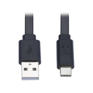 Tripp Lite USB-A to USB-C Flat Cable (M/M), Black, 6 ft. (1.8 m) - 6 ft USB/USB-C Data Transfer Cable for Smartphone, Computer, Wall Charger, Car Charger, Mobile Device, MacBook Pro, Notebook, Tablet,