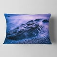 thumbnail image 2 of Designart Blue Slow Motion Sea Waves - Modern Seascape Throw Pillow - 12x20, 2 of 5