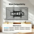 thumbnail image 2 of MountFTV Full Motion TV Mount Bracket for 42-85" TVs up to 132 lbs, Max 600x400mm, Swivel Articulating TV Wall Mount with Tool-Free Tilt, Fits 12" & 16" Wood Studs, 2 of 9