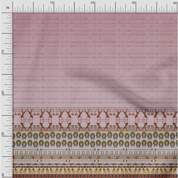 Soimoi Satin Silk Fabric Egyptian Cat,Human & Women Head Panel Print Fabric by Yard 42 Inch Wide