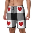 thumbnail image 2 of Uemuo Heart Black Buffalo Plaid Gingham Pattern Mens Swim Trunks Quick Dry Board Shorts with Mesh Lining, Stretch Beach Shorts Quick Dry No-Chafing Board Shorts-Small, 2 of 9