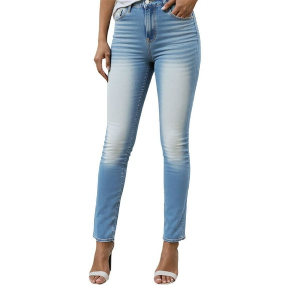 Hauaitttt Women Casual Stretch Jeans Distressed Denim Pants Skinny Fit Comfortable Vacation Everyday Wear Trendy Fashion Tapered Ankle Length Pants Women Straight Leg Business Casual Pants Women
