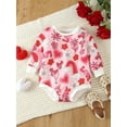 thumbnail image 2 of Bagilaanoe Newborn Baby Girl Valentine’s Day Romper Sweatshirt Long Sleeve Bodysuits Heart Floral Print Pullover 3M 6M 9M 12M Infant Casual Tee Tops, 2 of 9