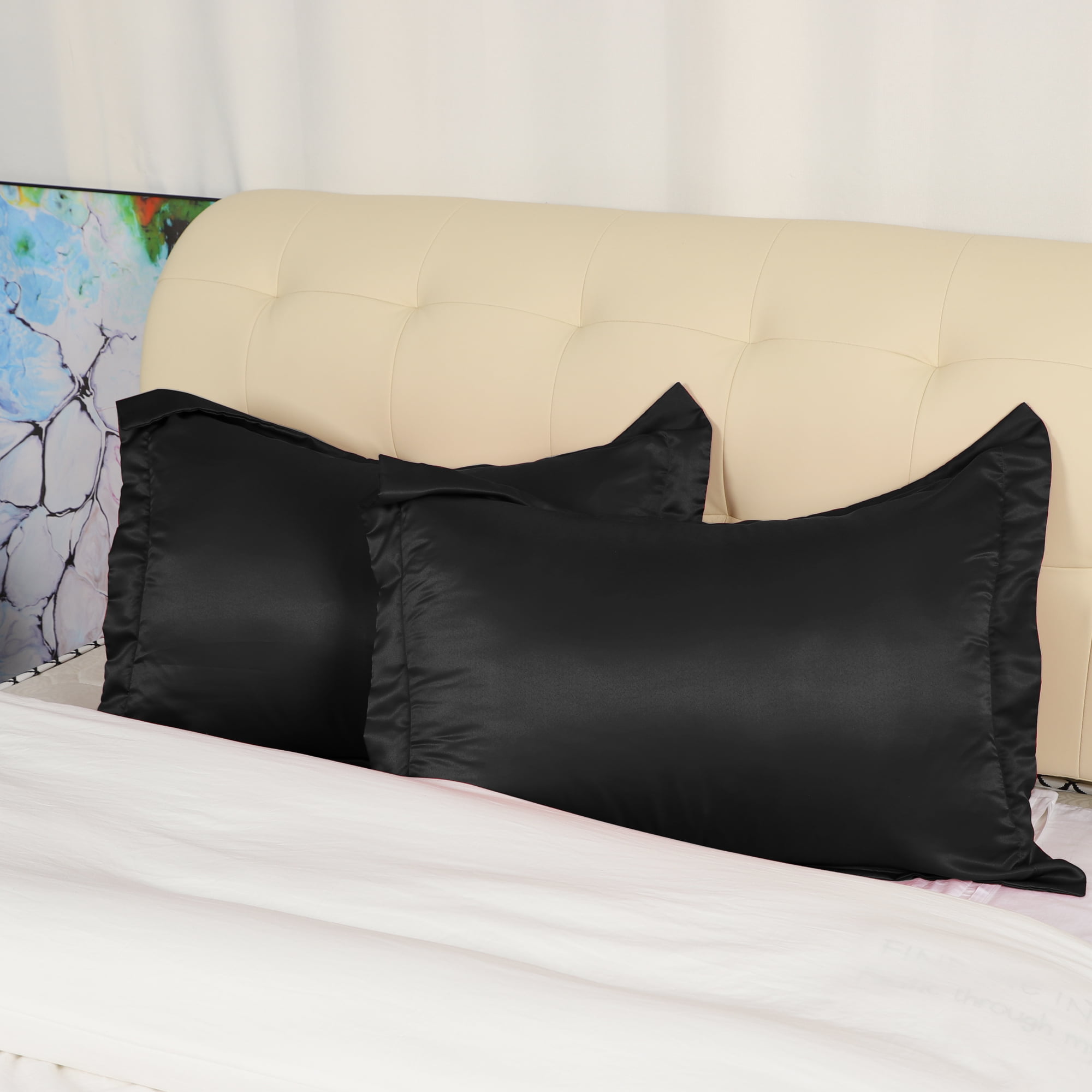 Details about   Pure Satin Pillow Shams Set of 2 Pack Silky Pillow Cover with Envelope Closure 