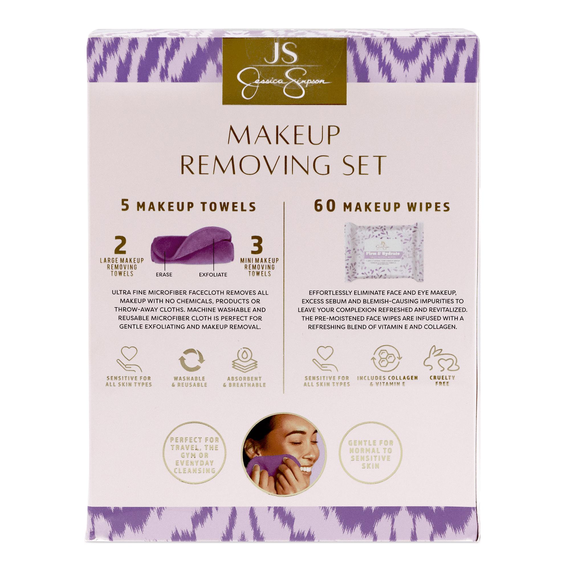 Jessica Simpson Makeup Removing Set, Makeup Removal Towel and Wipes Set