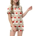 thumbnail image 1 of Children DIY Anniversary Print Pajama Set Short Sleeve Button Up Top And Shorts Set, 1 of 5