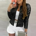 thumbnail image 2 of Cololura Women Casual Open Front Sequin Jackets Cardigan Glitter Long Sleeve Short Coats Crop Blazer Black Medium, 2 of 9