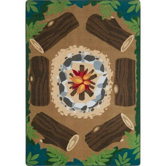 Joy Carpets Kid Essentials Campfire Fun 7'8" x 10'9" Indoor Area Rug in Color Multi