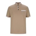 thumbnail image 3 of WAVSUF Lapel polo Shirt for Mens Soft Pique Polos Fashionable Button Stand-Up Collar T-Shirt Khaki Size XL, 3 of 5