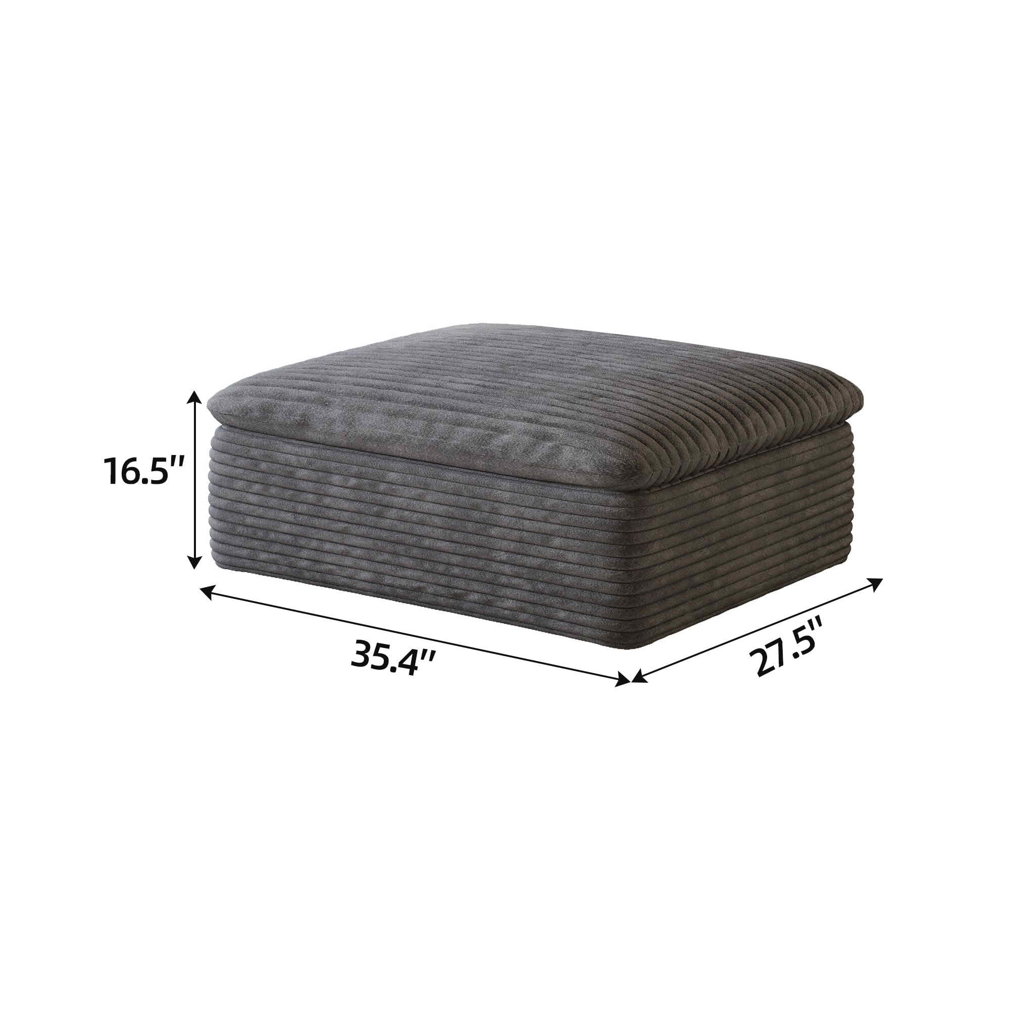 MAYEERTY Modular Ottoman, Fabric Upholstered Pure Sponge Ottoman Footrest with Plush Cotton Filling, 35.5" x 27.6" x 16.5" for Living Room