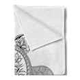 thumbnail image 2 of Turtle Soft Flannel Fleece Throw Blanket, Turtle Design Tattoo Style Doodles Floral Ornaments, Cozy Plush for Indoor and Outdoor Use, 70" x 90", White Black, by Ambesonne, 2 of 5