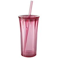 Zak Designs Clarion Tumblers 20 oz. Plastic Tumbler with Lid, Berry & Clear