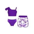 thumbnail image 1 of Manyakai Kids Girls 3 Piece Rash Guard Tropical Print Bikini Swimsuits Swimming Pool Seaside Beachwear Purple 14, 1 of 5