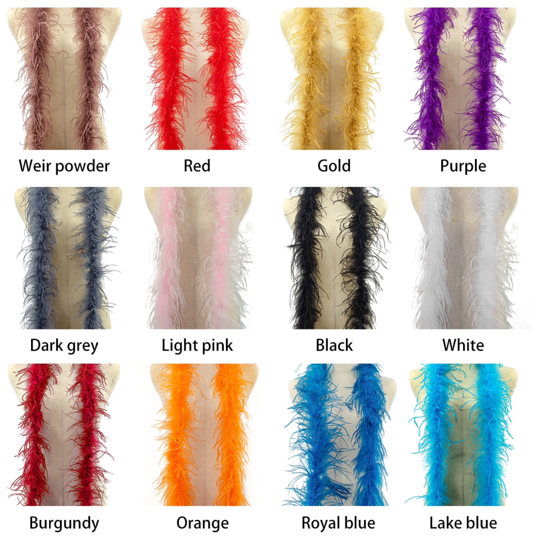 EUBUY 2 Meters Natural Ostrich Feather Boa Fluffy Costumes Accessories Trim  Shawl Plume Scarf for Party Wedding Decorations Golden 