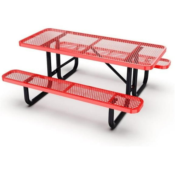 6ft commercial picnic table - Thermoplastic coated - Red