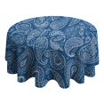 thumbnail image 4 of Blue Pioneer Flower and Paisley Pattern Round Tablecloth 60"x60",Wrinkle Wipeable Table Cloth for Kitchen Dining Room Picnic Patio Party, 4 of 6