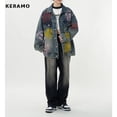 thumbnail image 3 of Chaqueta vaquera estilo retro americano grunge, informal, azul, estilo hip-hop, otoño-invierno 2023, para mujer, estilo urbano, estilo Y2K, vintage, holgada, 3 of 6