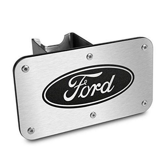 Au-tomotive Gold Ford Logo 2" inch Class III Brush Steel Tow Hitch Cover F-150, SUV, Trucks