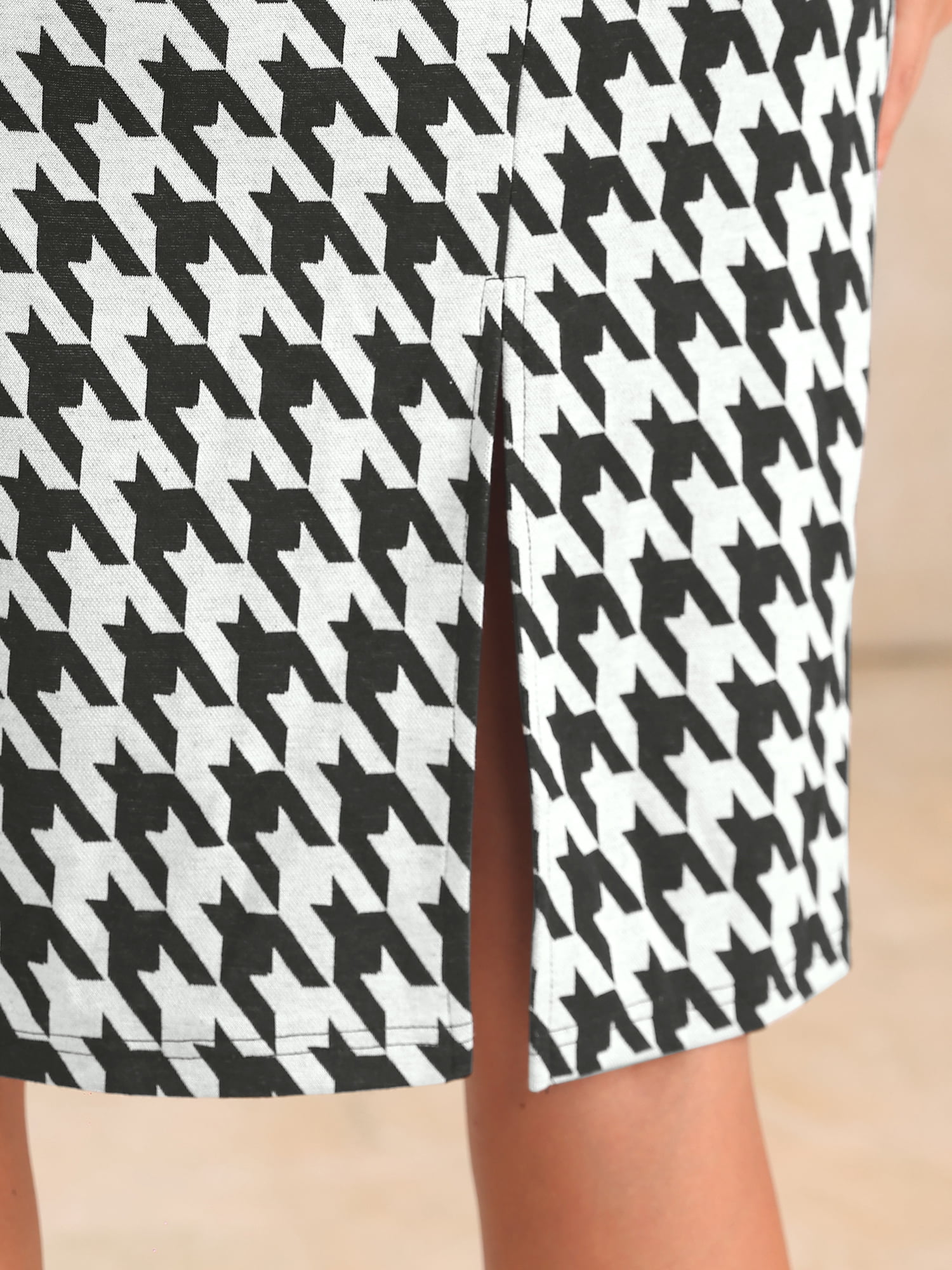 DARING DIVA Vintage Houndstooth 3/4 Sleeve Bodycon Dress M Black