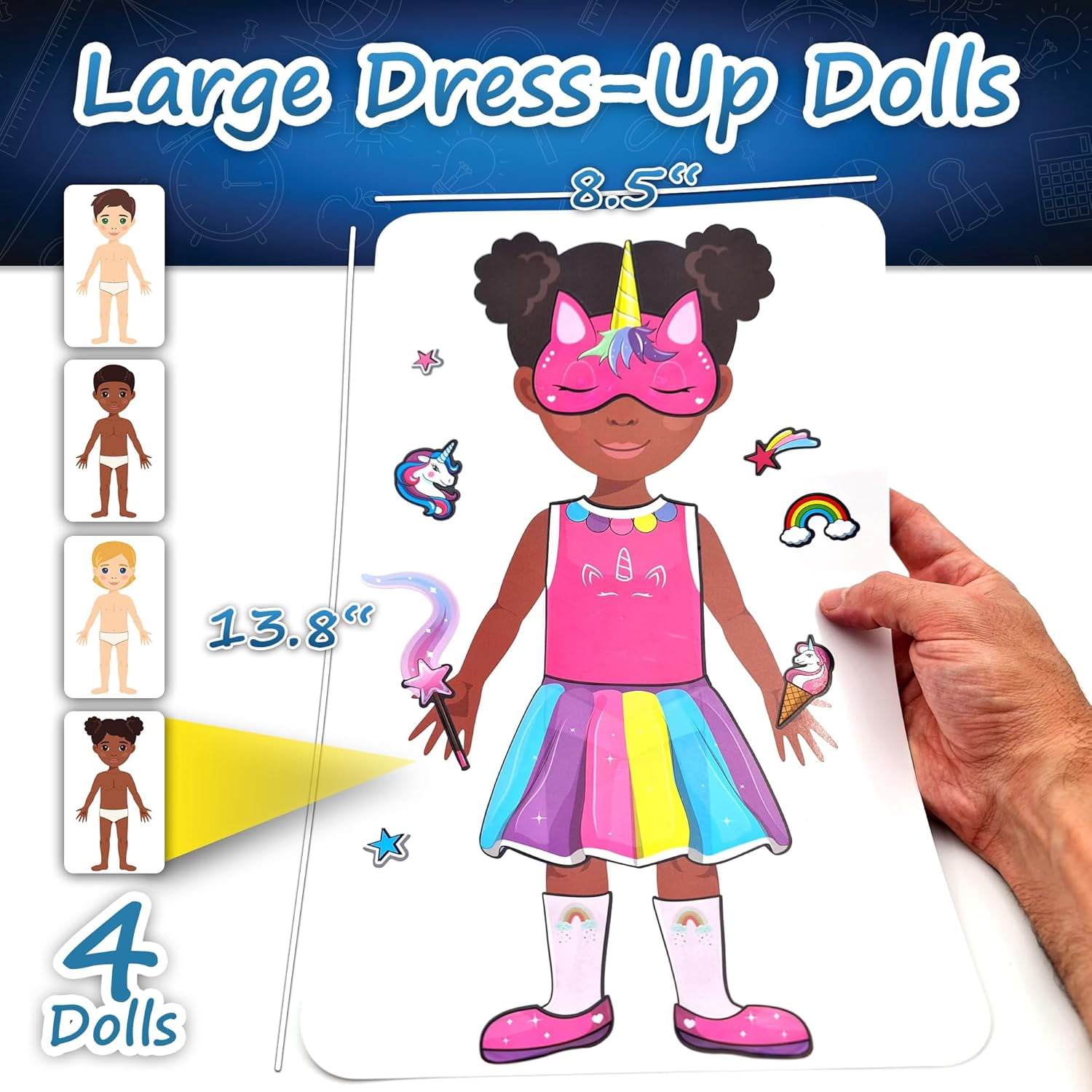 HMMAGNETS Sticker Book Set, Dress-Up Dolls Sticker Pack w/ 370 Reusable Stickers for Kids, 25 Themes