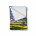 thumbnail image 2 of Yellow Flower Soft Flannel Fleece Blanket, Rural Spring Scenery in Northern Shaanxi China Blossoming Farmland, Cozy Plush for Indoor and Outdoor Use, 50" x 60", Hunter Green Yellow, by Ambesonne, 2 of 6