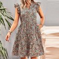 thumbnail image 4 of Robe à Volants for Women Swing Plage Soleil Robe V Cou Décontracté Confortable Boho Robe de Vacances avec Poches, 4 of 7