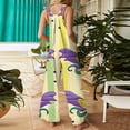thumbnail image 3 of Fgvctg Mardi Gras Women's Jumpsuits Sleeveless Carnival Party Spaghetti Straps Overall Vintage Wide Leg Pant Mask Print Bib Overalls Rompers Sprimg Pant With Pockets Purple XXXXXL, 3 of 5