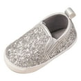 thumbnail image 4 of Dakaela 0-15M Infant Baby Girls Boys Canvas Shoes Toddler Sequin Slip on First Walker Crib Sneakers Newborn Casual Moccasins Silver, 4 of 5