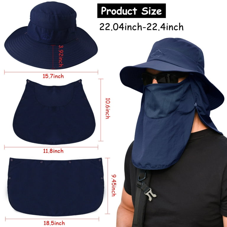 Men Women Sun Protection Hat Neck Face Flap Cap Wide Brim Hot Fishing  Bucket Hat