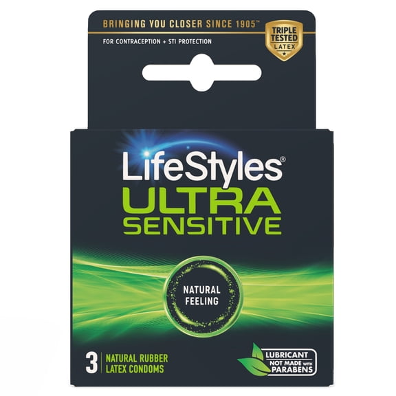 Lifestyles Lubricated Latex Condoms Ultra Sensitive, 3 Count