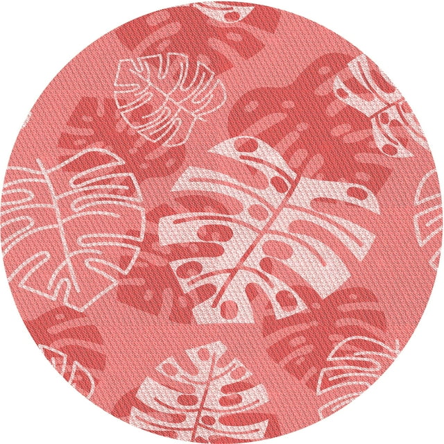 Ahgly Company Indoor Round Patterned Pastel Pink Area Rugs, 8' Round