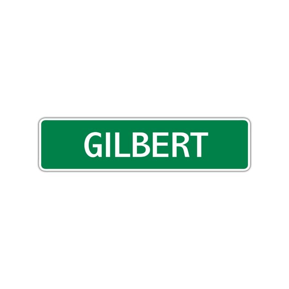 Gilbert Boys Children Name Letter Printed Label Indoor Outdoor Unique Novelty Wall Plaque Decoration Aluminum Metal Sign 4"x18"