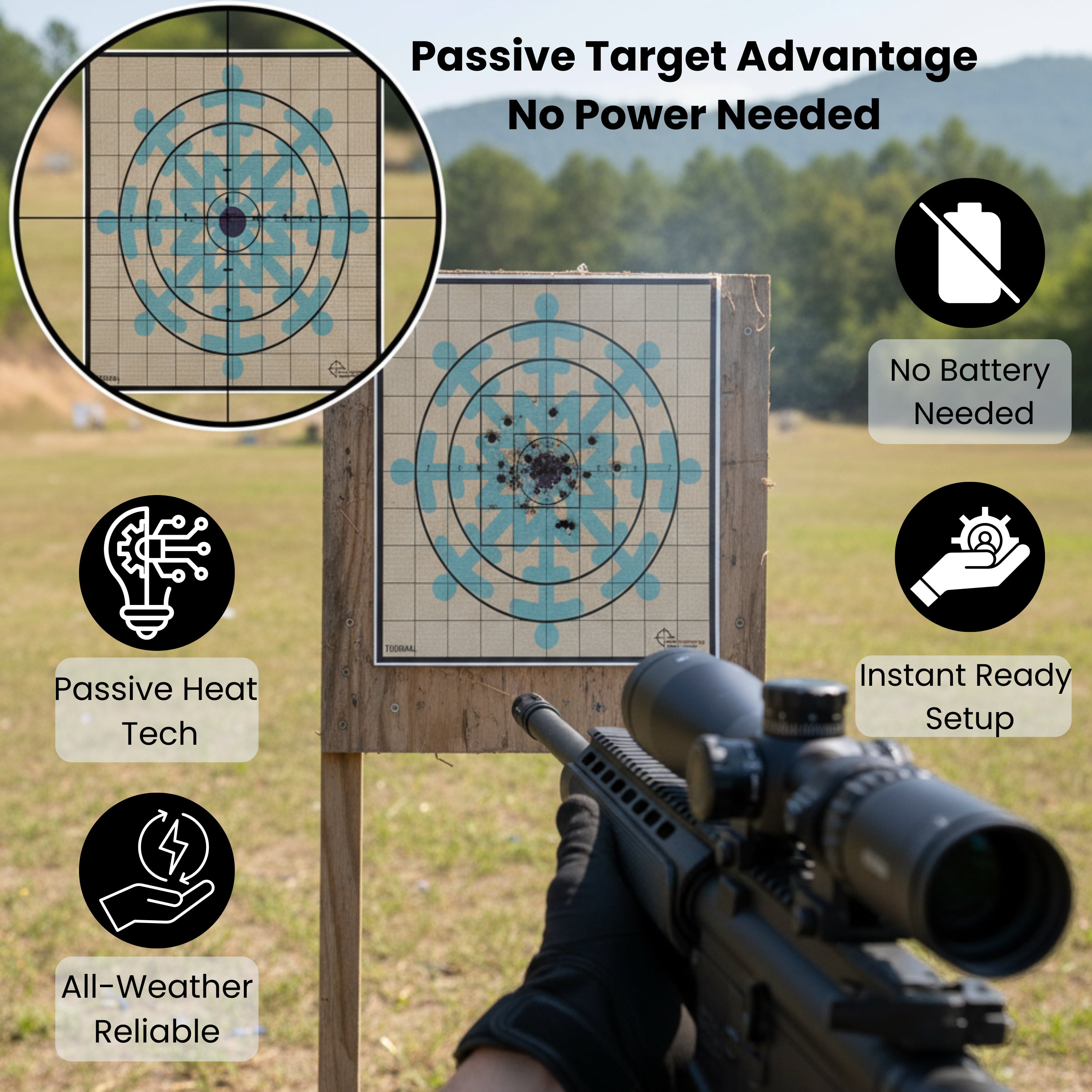 Internal Energy 5-Christmas Thermal Snow Flakes Targets – 5-Pack Passive Zeroing Rifle Shooting Targets with Diamond Bullseye, Extra-Bright Thermal Snow Flakes for Outdoor Range