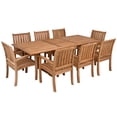 thumbnail image 2 of 9 Piece Teak Wood Outdoor Patio Dining Set including Rectangular Extension Table with 8 Abacho Arm Chairs, 2 of 6