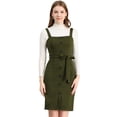 thumbnail image 1 of INSPIRE CHIC Robe Chasuble pour Femme à Boutons, Taille à Nouer, Extensible, Salopette Tablier, Vert Armée, TP, 1 of 6