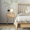 thumbnail image 2 of Nightstands Set of 2, Small Side Table, Bedside Table with Fluted Door, Solid Wood Feet; Modern Mid-Century End Table for Bedroom, Small Space (Natural), 2 of 7