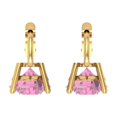 thumbnail image 4 of 3 Ct Round Cut Drop Dangle Pink Crystal 18K Yellow Solid Gold Everyday Dainty Earrings Lever Back, 4 of 7