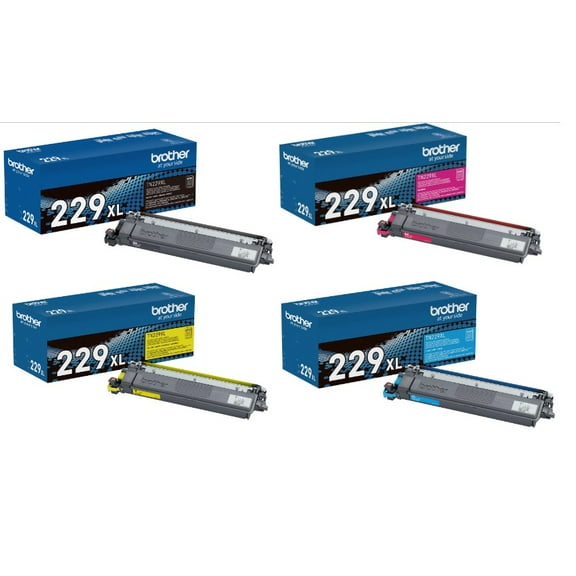 Original TN229XL High-Yield CMYK (Black Cyan Yellow Magenta) Toner Cartridge Set- 4PK