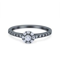 Black Tone, Simulated Cubic Zirconia Size-5 Art Deco Band Wedding Ring 925 Sterling Silver